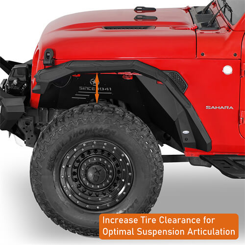 Road Trip Aluminum Front Fender Flares w/ LED Lights For 2018-2025 Jeep Wrangler JL & Gladiator JT - LandShaker