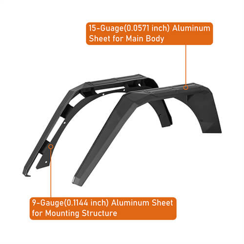 Road Trip Aluminum Rear Fender Flares For 2018-2025 Jeep Wrangler JL - LandShaker
