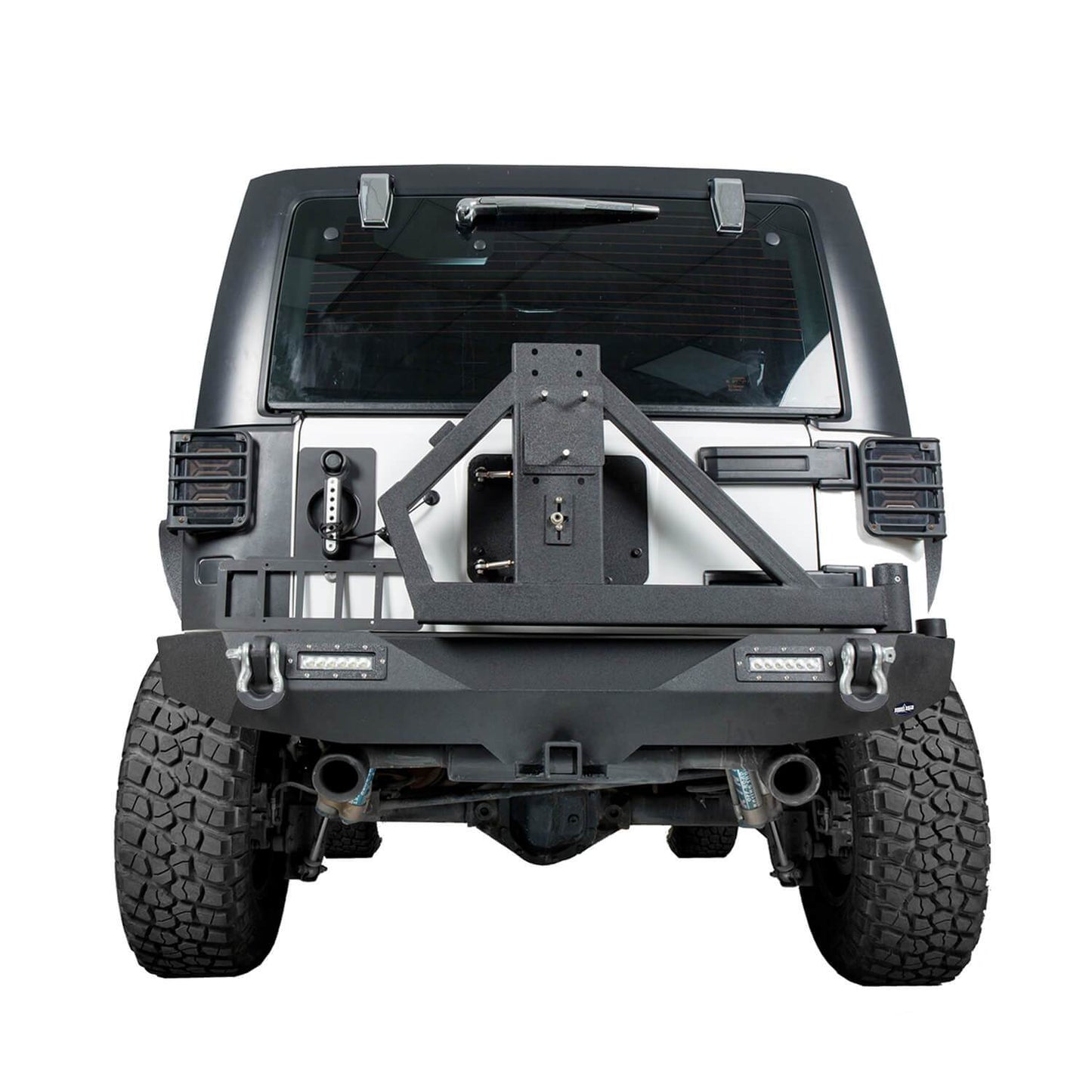 Blade Stubby Front Bumper w/ 60W Work Light Bar & Different Trail Rear Bumper w/Tire Carrier Combo(07-18 Jeep Wrangler JK JKU)-LandShaker
