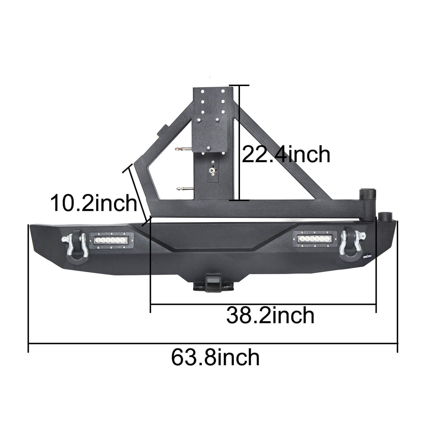 Blade Stubby Front Bumper w/ 60W Work Light Bar & Different Trail Rear Bumper w/Tire Carrier Combo(07-18 Jeep Wrangler JK JKU)-LandShaker