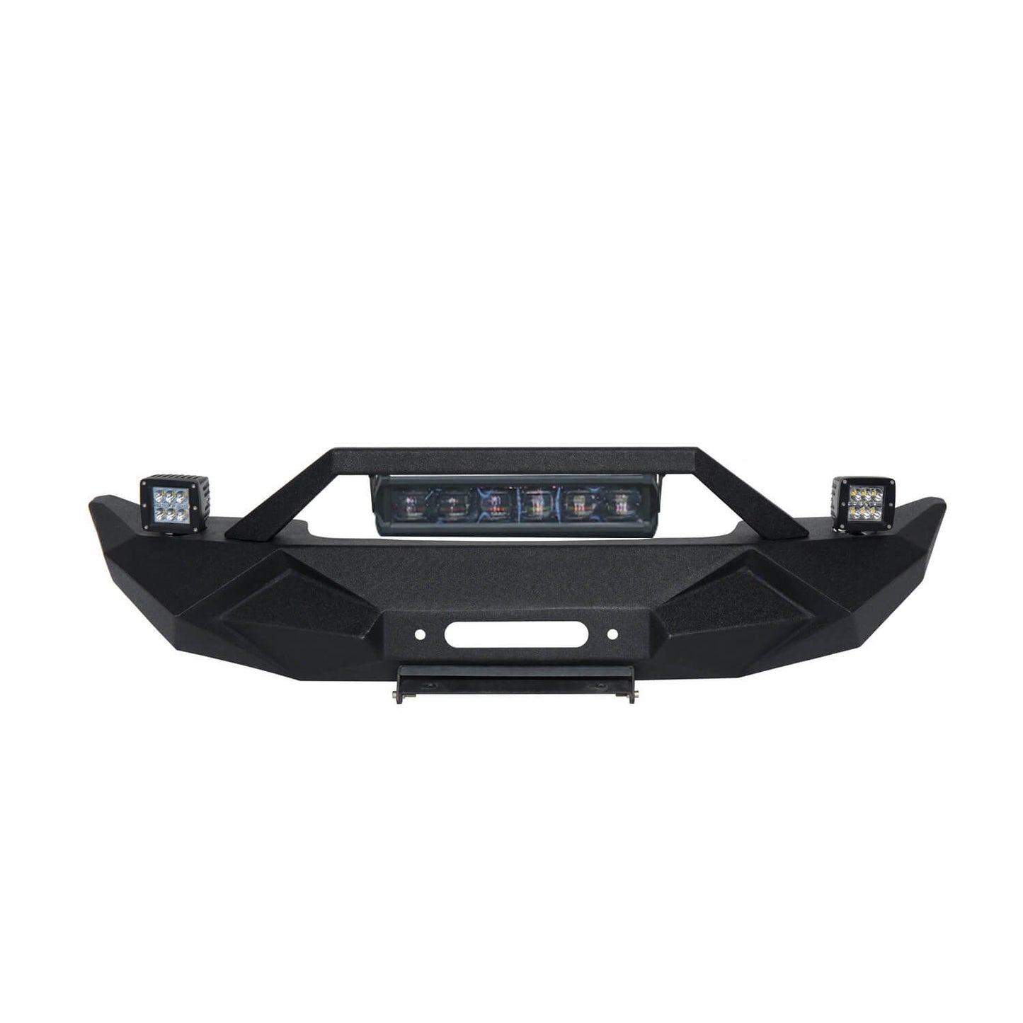 Blade Stubby Front Bumper w/ 60W Work Light Bar & Different Trail Rear Bumper w/Tire Carrier Combo(07-18 Jeep Wrangler JK JKU)-LandShaker