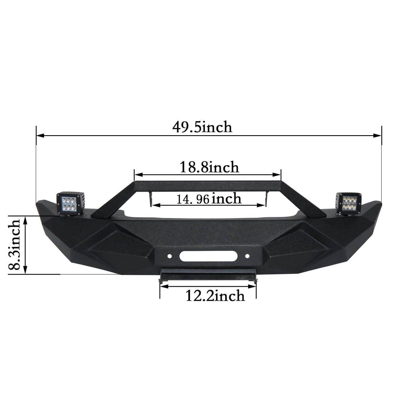 Blade Stubby Front Bumper w/ 60W Work Light Bar & Different Trail Rear Bumper w/Tire Carrier Combo(07-18 Jeep Wrangler JK JKU)-LandShaker