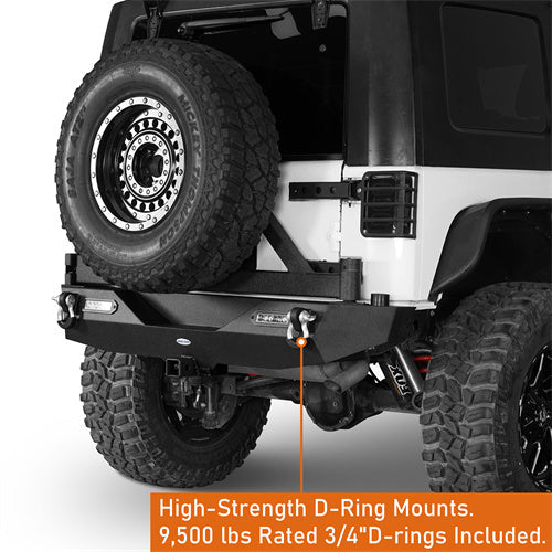 Blade Stubby Front Bumper w/ 60W Work Light Bar & Different Trail Rear Bumper w/Tire Carrier Combo(07-18 Jeep Wrangler JK JKU)-LandShaker