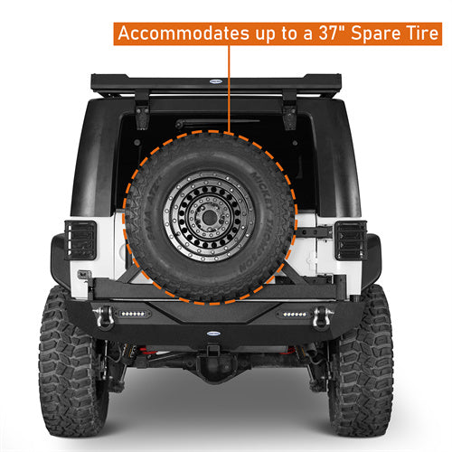 Blade Stubby Front Bumper w/ 60W Work Light Bar & Different Trail Rear Bumper w/Tire Carrier Combo(07-18 Jeep Wrangler JK JKU)-LandShaker