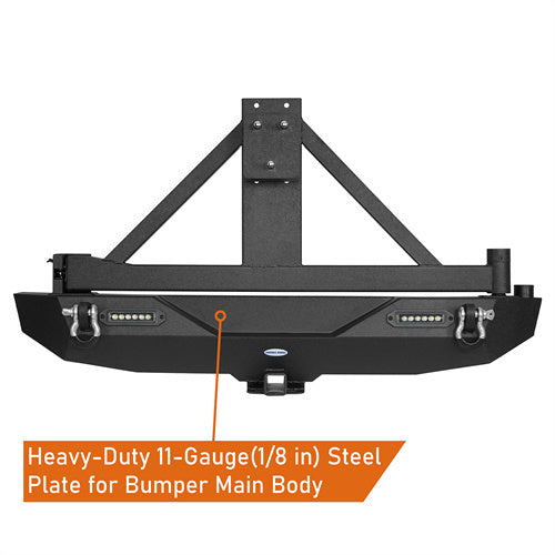 Blade Stubby Front Bumper w/ 60W Work Light Bar & Different Trail Rear Bumper w/Tire Carrier Combo(07-18 Jeep Wrangler JK JKU)-LandShaker