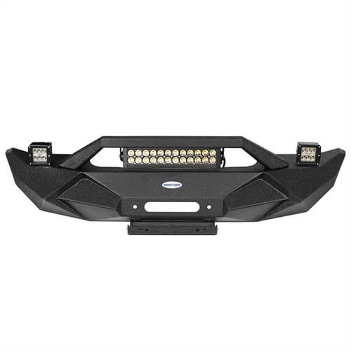 Blade Stubby Front Bumper w/ 60W Work Light Bar & Different Trail Rear Bumper w/Tire Carrier Combo(07-18 Jeep Wrangler JK JKU)-LandShaker