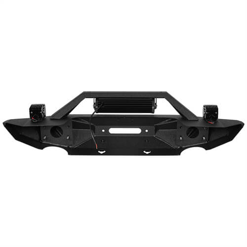 Blade Stubby Front Bumper w/ 60W Work Light Bar & Different Trail Rear Bumper w/Tire Carrier Combo(07-18 Jeep Wrangler JK JKU)-LandShaker