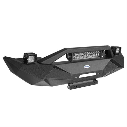 Blade Stubby Front Bumper w/ 60W Work Light Bar & Different Trail Rear Bumper w/Tire Carrier Combo(07-18 Jeep Wrangler JK JKU)-LandShaker