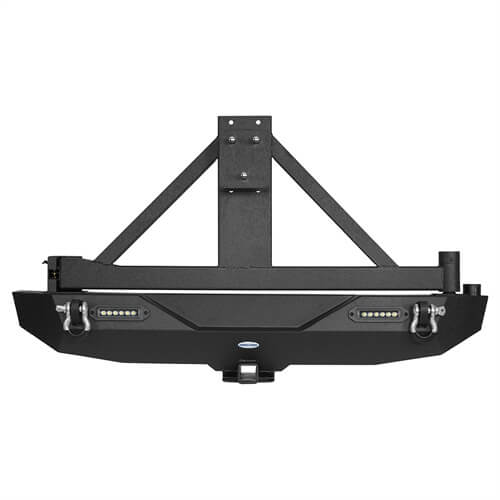 Blade Stubby Front Bumper w/ 60W Work Light Bar & Different Trail Rear Bumper w/Tire Carrier Combo(07-18 Jeep Wrangler JK JKU)-LandShaker