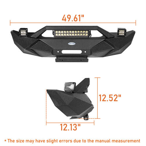 Blade Stubby Front Bumper w/ 60W Work Light Bar & Different Trail Rear Bumper w/Tire Carrier Combo(07-18 Jeep Wrangler JK JKU)-LandShaker
