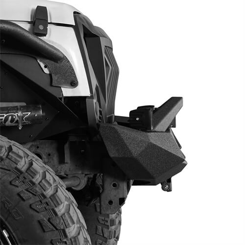 Blade Stubby Front Bumper w/ 60W Work Light Bar & Different Trail Rear Bumper w/Tire Carrier Combo(07-18 Jeep Wrangler JK JKU)-LandShaker