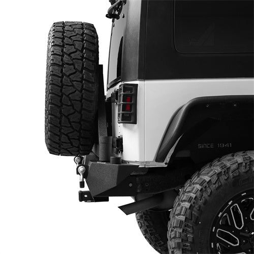 Blade Stubby Front Bumper w/ 60W Work Light Bar & Different Trail Rear Bumper w/Tire Carrier Combo(07-18 Jeep Wrangler JK JKU)-LandShaker