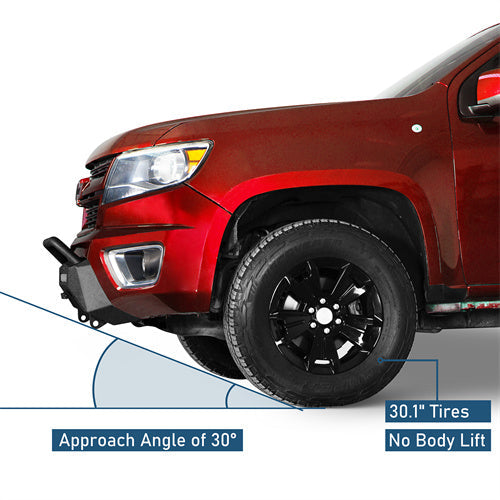 Blink Stubby Front Bumper w/ & LED Spotlight Bar For 2015-2020 Chevy Colorado (Excluding ZR2 Models) - LandShaker4x4