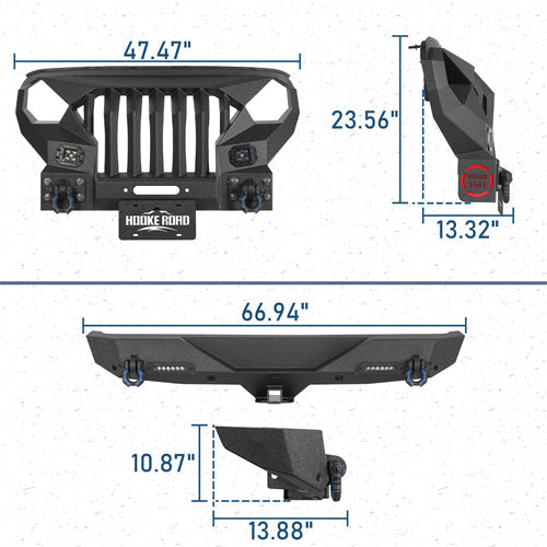 Jeep JL Mad Max Front Bumper & Rear Bumper Combo(18-25 Jeep Wrangler JL)-LandShaker