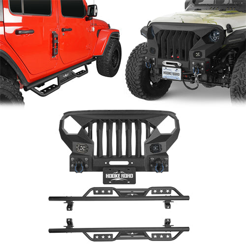 Mad Max Front Bumper Grill & Side Steps(18-25 Jeep Wrangler JL 4 Door)-LandShaker