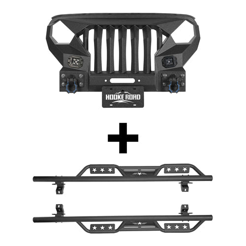 Mad Max Front Bumper Grill & Side Steps(18-25 Jeep Wrangler JL 4 Door)-LandShaker