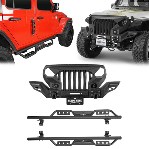 Mad Max Front Bumper Grill & Side Steps(18-25 Jeep Wrangler JL 4 Door)-LandShaker