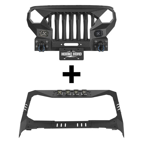 Mad Max Front Bumper w/Wings & Windshield Frame Cover(18-25 Jeep Wrangler JL & Gladiator JT(Excluding Wrangler 4xe, Rubicon 392, JT Mojave))-LandShaker