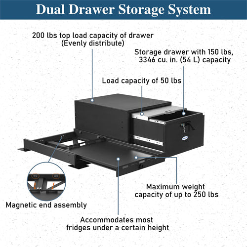 Cargo Drawer & Fridge Slide Mount System For 2015-2025 Jeep Wrangler JK & JL 4-Door & 2021-2025 Ford Bronco 4-Door - Landshaker4x4