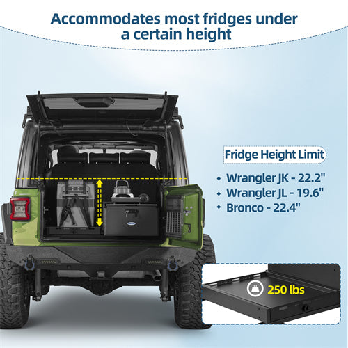 Cargo Drawer & Fridge Slide Mount System For 2015-2025 Jeep Wrangler JK & JL 4-Door & 2021-2025 Ford Bronco 4-Door - Landshaker4x4