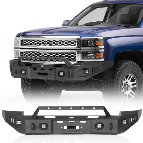 LandShaker Front Bumper w/ Winch Plate & LED Spotlights (14-15 Chevy Silverado 1500)