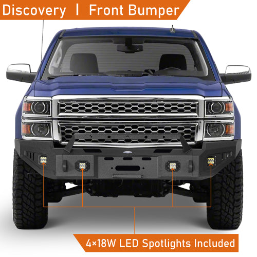 LandShaker Front Bumper w/ Winch Plate & LED Spotlights (14-15 Chevy Silverado 1500)