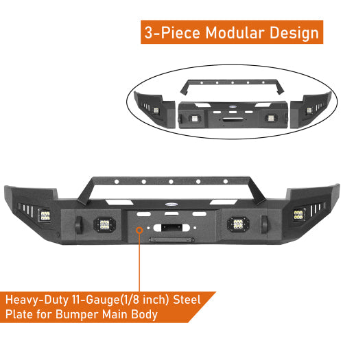 LandShaker Front Bumper w/ Winch Plate & LED Spotlights (14-15 Chevy Silverado 1500)