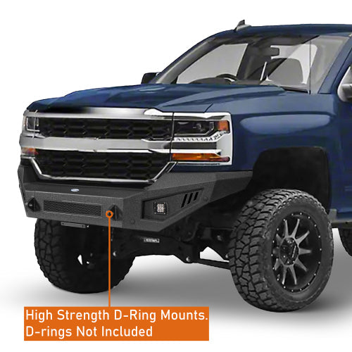 Full Width Front Bumper w/ LED Spotlights (16-18 Chevy Silverado 1500) - LandShaker