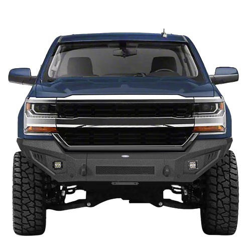 Full Width Front Bumper w/ LED Spotlights (16-18 Chevy Silverado 1500) - LandShaker