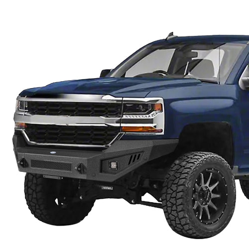 Full Width Front Bumper w/ LED Spotlights (16-18 Chevy Silverado 1500) - LandShaker