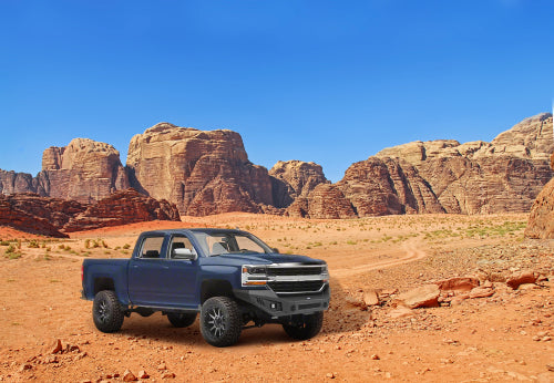 Full Width Front Bumper w/ LED Spotlights (16-18 Chevy Silverado 1500) - LandShaker