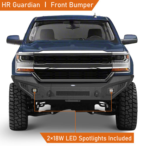 Full Width Front Bumper w/ LED Spotlights (16-18 Chevy Silverado 1500) - LandShaker