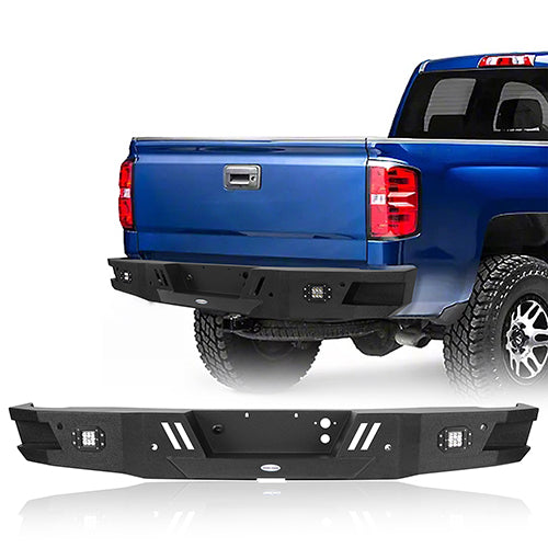 Rear Bumper w/LED Floodlights & Trailer Plug Bracket(07-18 Chevy Silverado 1500)-LandShaker