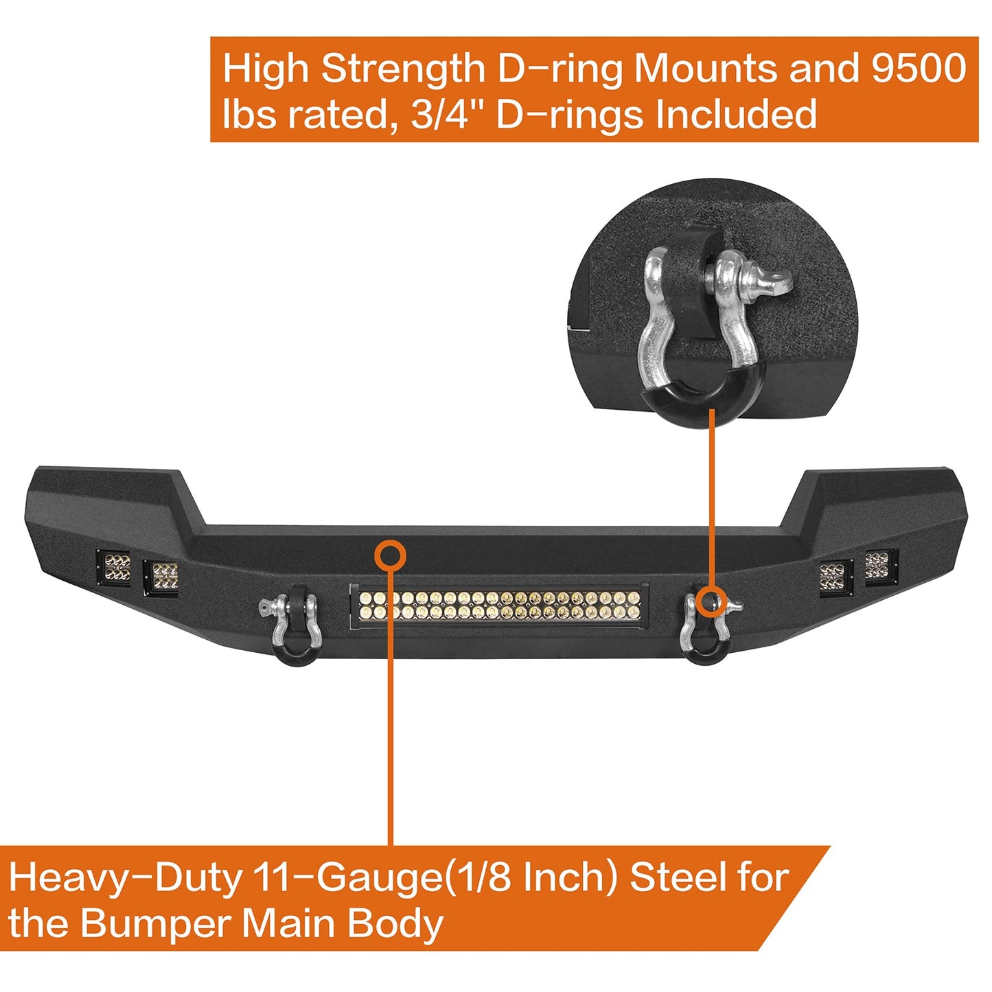 Climber Full width Front Bumper & Different Trail Rear Bumper Combo(07-18 Jeep Wrangler JK JKU)-LandShaker 4x4