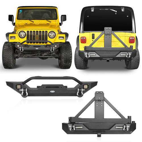 Different Trail Front Bumper & Rear Bumper w/Tire Carrier Combo(97-06 Jeep Wrangler TJ)-LandShaker