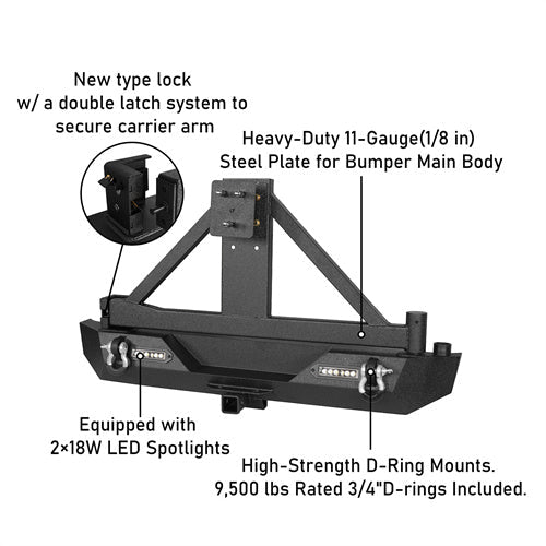 Different Trail Front Bumper & Rear Bumper w/Tire Carrier Combo(97-06 Jeep Wrangler TJ)-LandShaker