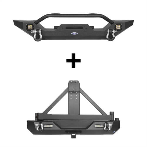 Different Trail Front Bumper & Rear Bumper w/Tire Carrier Combo(97-06 Jeep Wrangler TJ)-LandShaker