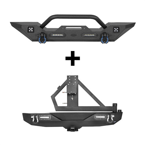 Different Trail Mid Front Bumper & Rear Bumper Combo(07-23 Jeep Wrangler JK)-LandShaker