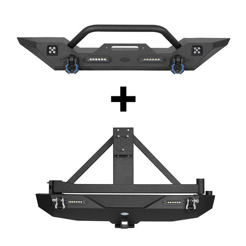 Different Trail Mid Width Front Bumper & Rear Bumper Combo(07-23 Jeep Wrangler JK)-LandShaker