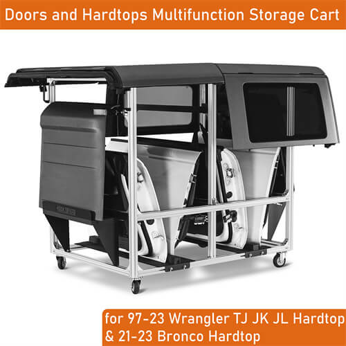 Hard Top Lift Holder Rack & Doors and Hardtops Storage Cart For 1997-2025 Jeep Wrangler TJ JK JL JT & Ford Bronco - LandShaker4x4