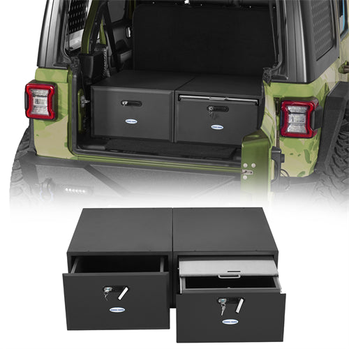 Dual Drawer Storage System For 2015-2025 Jeep Wrangler JK & JL 4-Door / 2021-2025 Ford Bronco 4-Door - Landshaker4x4