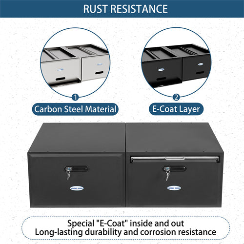 Dual Drawer Storage System For 2015-2025 Jeep Wrangler JK & JL 4-Door / 2021-2025 Ford Bronco 4-Door - Landshaker4x4
