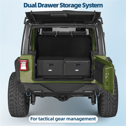 Dual Drawer Storage System For 2015-2025 Jeep Wrangler JK & JL 4-Door / 2021-2025 Ford Bronco 4-Door - Landshaker4x4