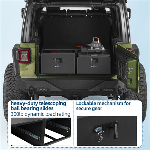 Dual Drawer Storage System For 2015-2025 Jeep Wrangler JK & JL 4-Door / 2021-2025 Ford Bronco 4-Door - Landshaker4x4