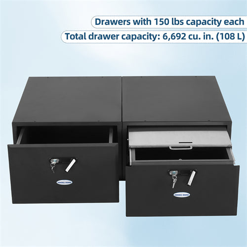 Dual Drawer Storage System For 2015-2025 Jeep Wrangler JK & JL 4-Door / 2021-2025 Ford Bronco 4-Door - Landshaker4x4