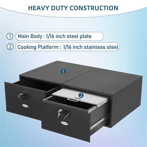 Dual Drawer Storage System For 2015-2025 Jeep Wrangler JK & JL 4-Door / 2021-2025 Ford Bronco 4-Door - Landshaker4x4