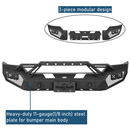 Earthshaker Series Front Bumper w/ Winch Plate & 4 × LED Lights For 2016-2018 Chevy Silverado 1500 - LandShaker4x4