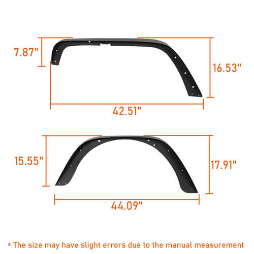 Aftermarket Slim Flat Front & Rear Fender Flares Kit For 1997-2006 Jeep Wrangler TJ - LandShaker4x4