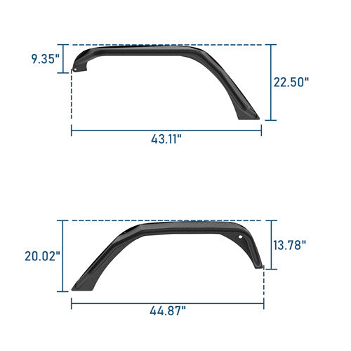 Flux Tubular Fender Flares(07-18 Jeep Wrangler JK)-LandShaker