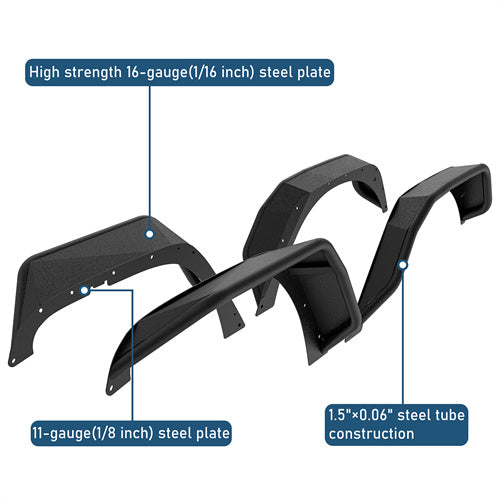 Flux Tubular Fender Flares(07-18 Jeep Wrangler JK)-LandShaker